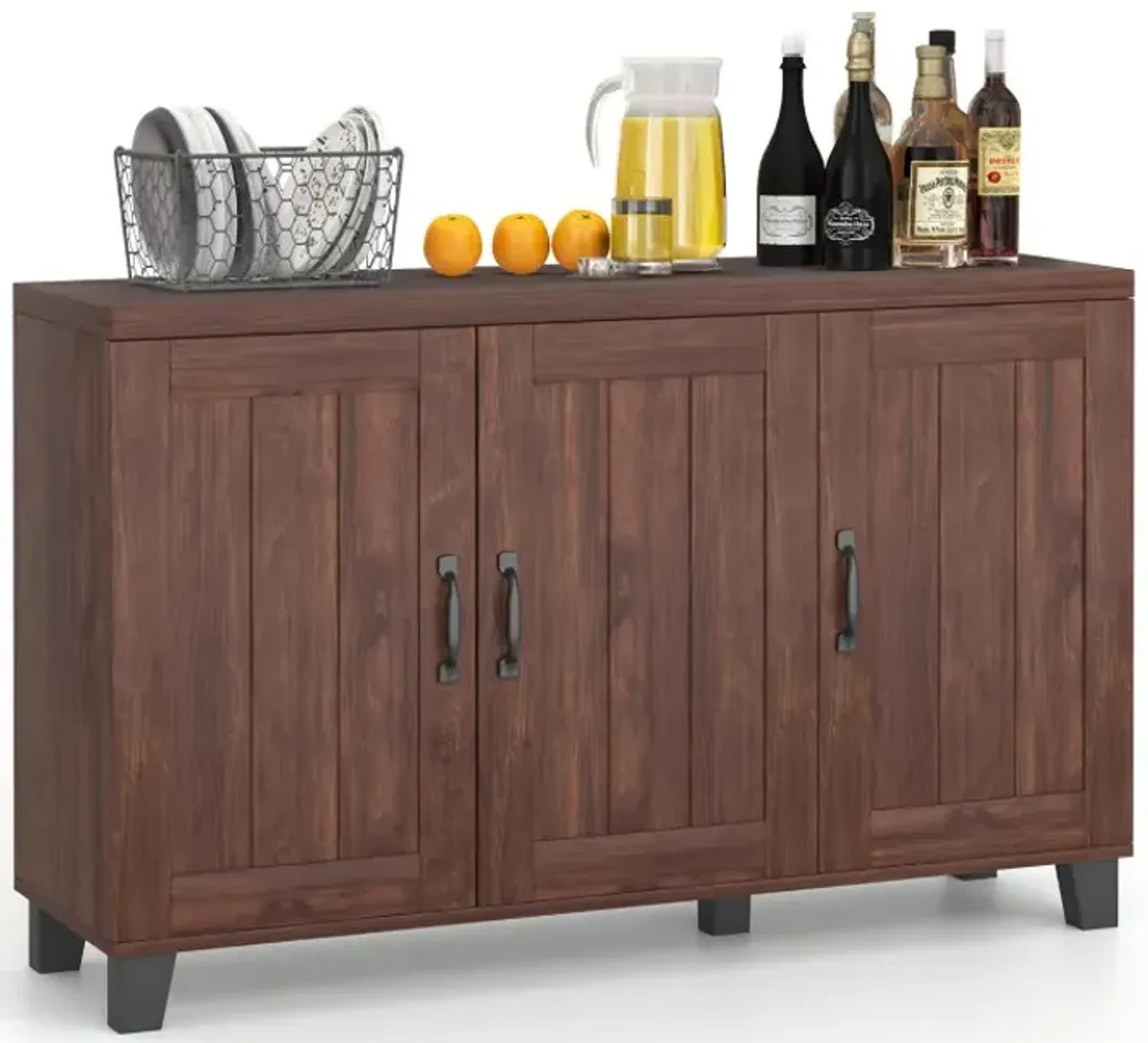 3-Door Buffet Sideboard with Adjustable Shelves and Anti-Tipping Kits
