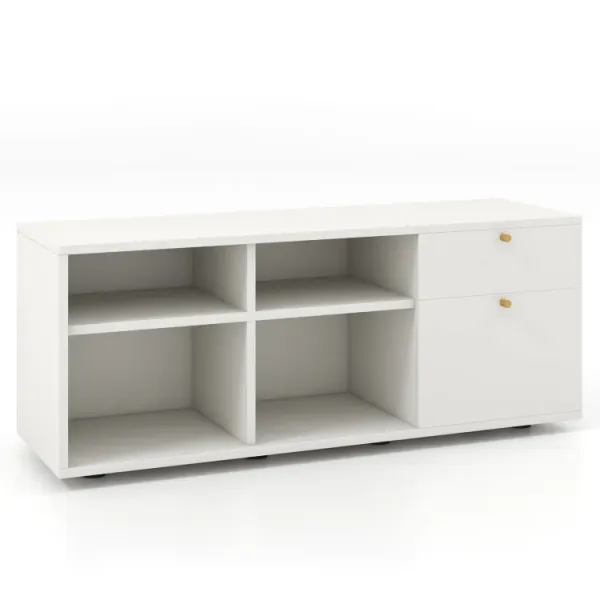 Storage Cabinet TV Console Cabinet with 2 Drawers and 4 Cubes for Entryway Living Room