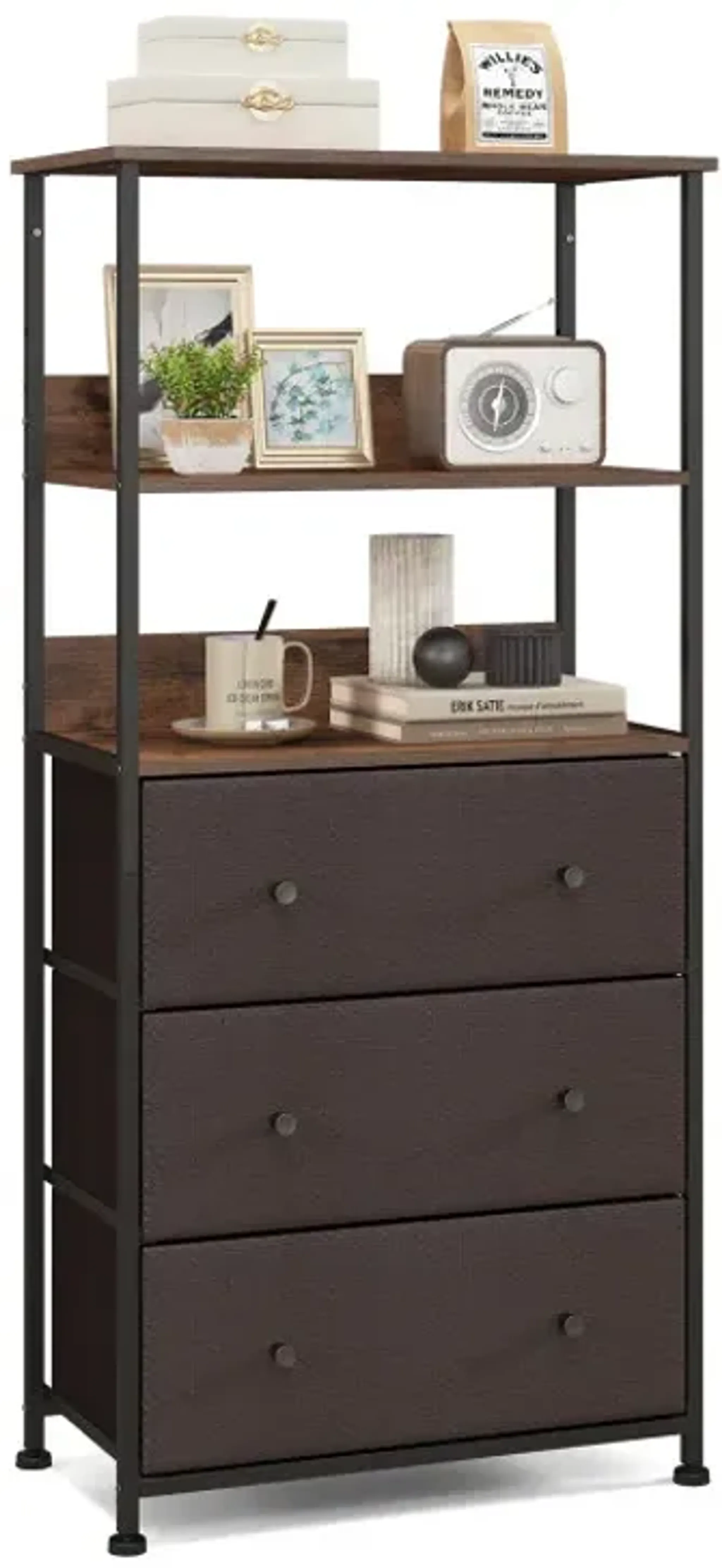 Chest Of Fabric Drawer With 3 Folding Fabric Drawers And Anti Tipping ...