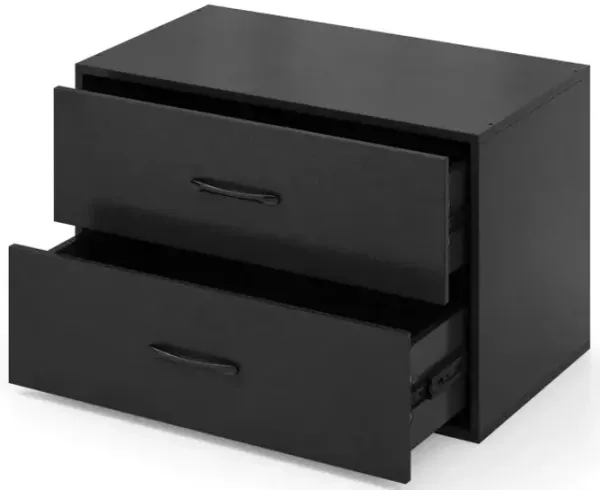 2-Drawer Stackable Horizontal Storage Cabinet Dresser Chest with Handles