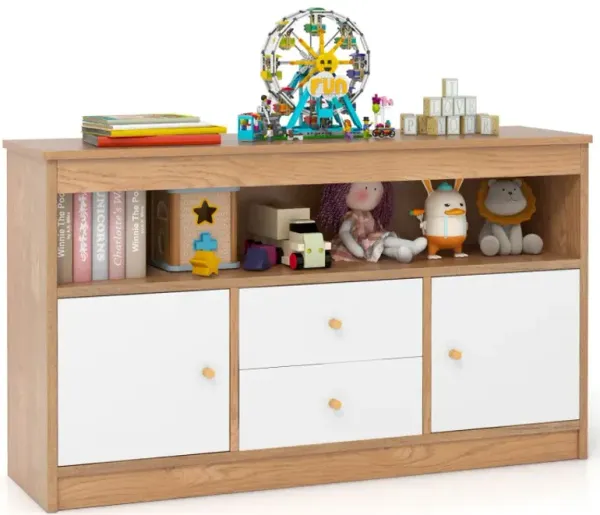 Kids Toy Storage Organizer with Open Shelf and 2 Drawers for Playroom