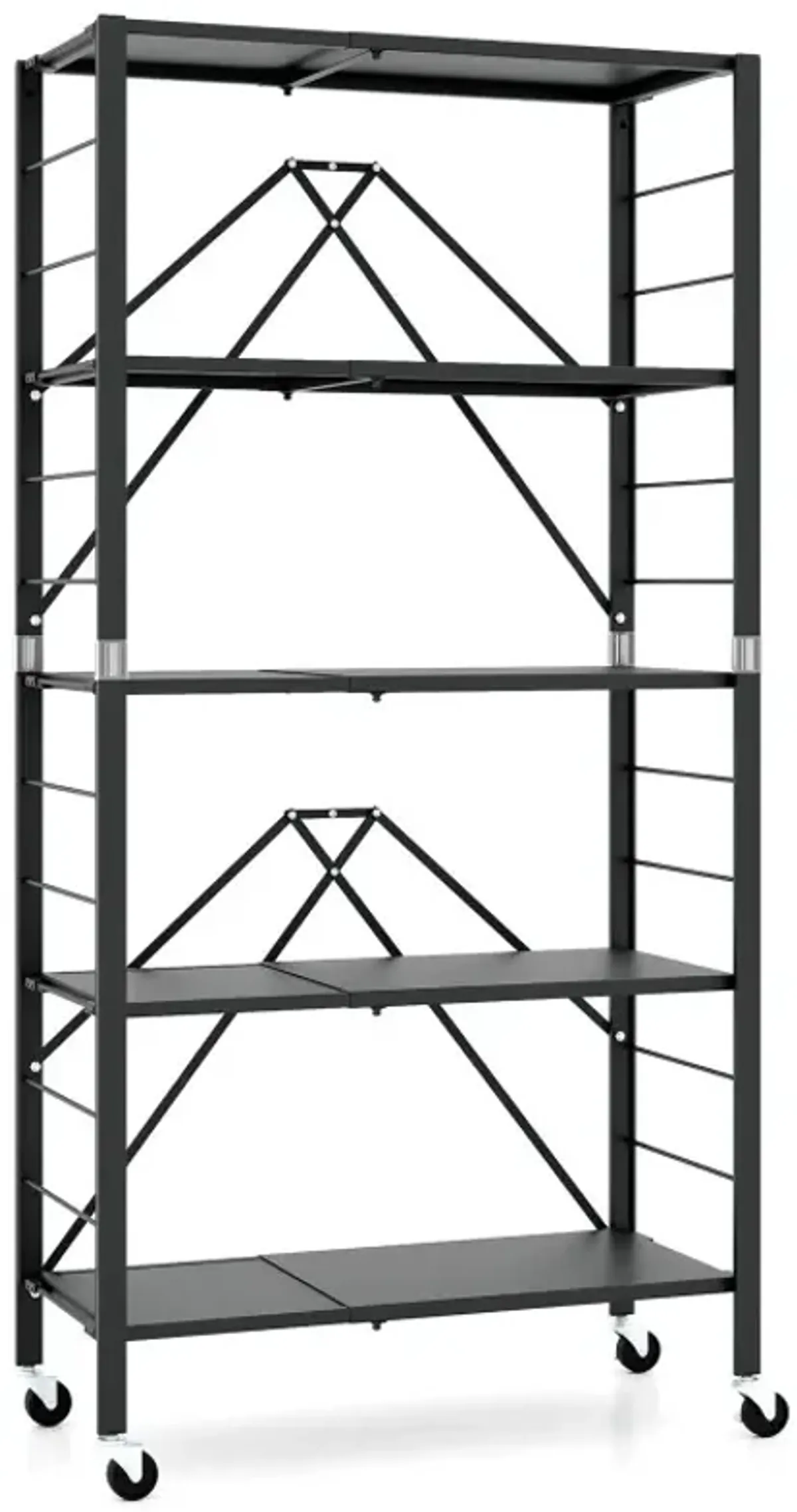 5-Tier Foldable Storage Shelf with Wheels