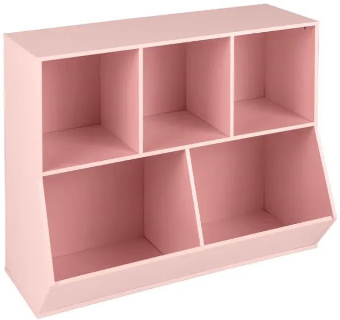 5-Cube Wooden Kids Toy Storage Organizer with Anti-Tipping Kits