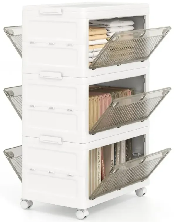 33 Gal 3-Pack Stackable Plastic Storage Bins with Lid for Bedroom Living Room