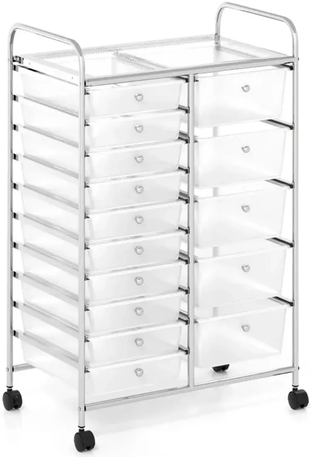 Rolling Storage Cart 15-Drawer Trolley with Chrome Plated Metal Frame