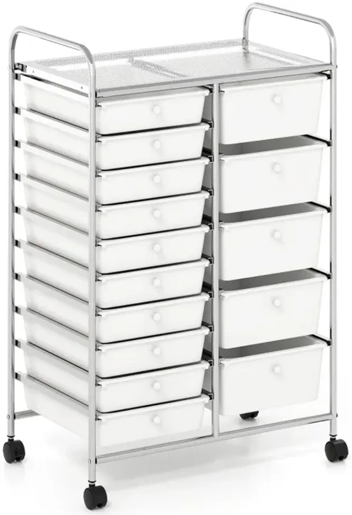 Rolling Storage Cart 15-Drawer Trolley with Chrome Plated Metal Frame