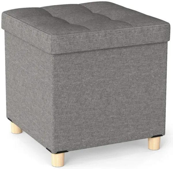 18 Inches Ottoman with Storage and Rubber Wood Legs