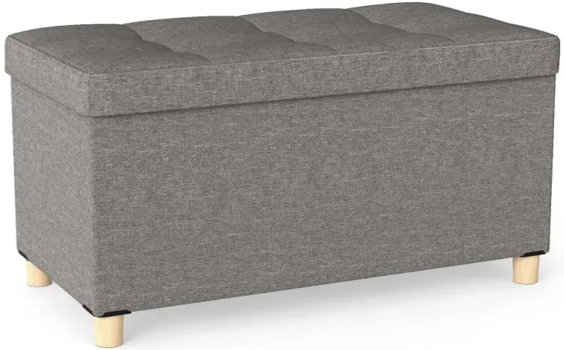 30 Inches Storage Ottoman Bench with Tray and Rubber Wood Legs