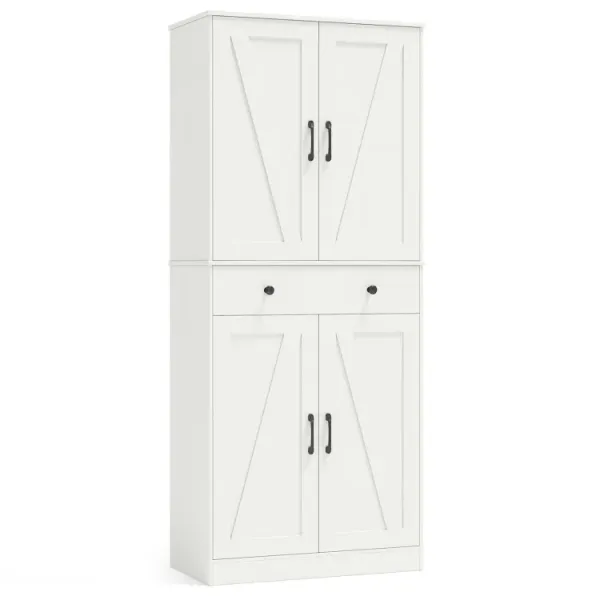 72 Inch Tall Modern Farmhouse Cupboard Cabinet with 4 Barn Doors