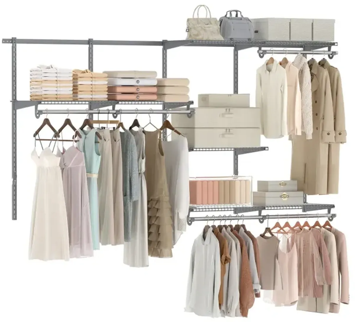 Closet System 4-8 FT Wall-Mounted Closet Shelves and Rod