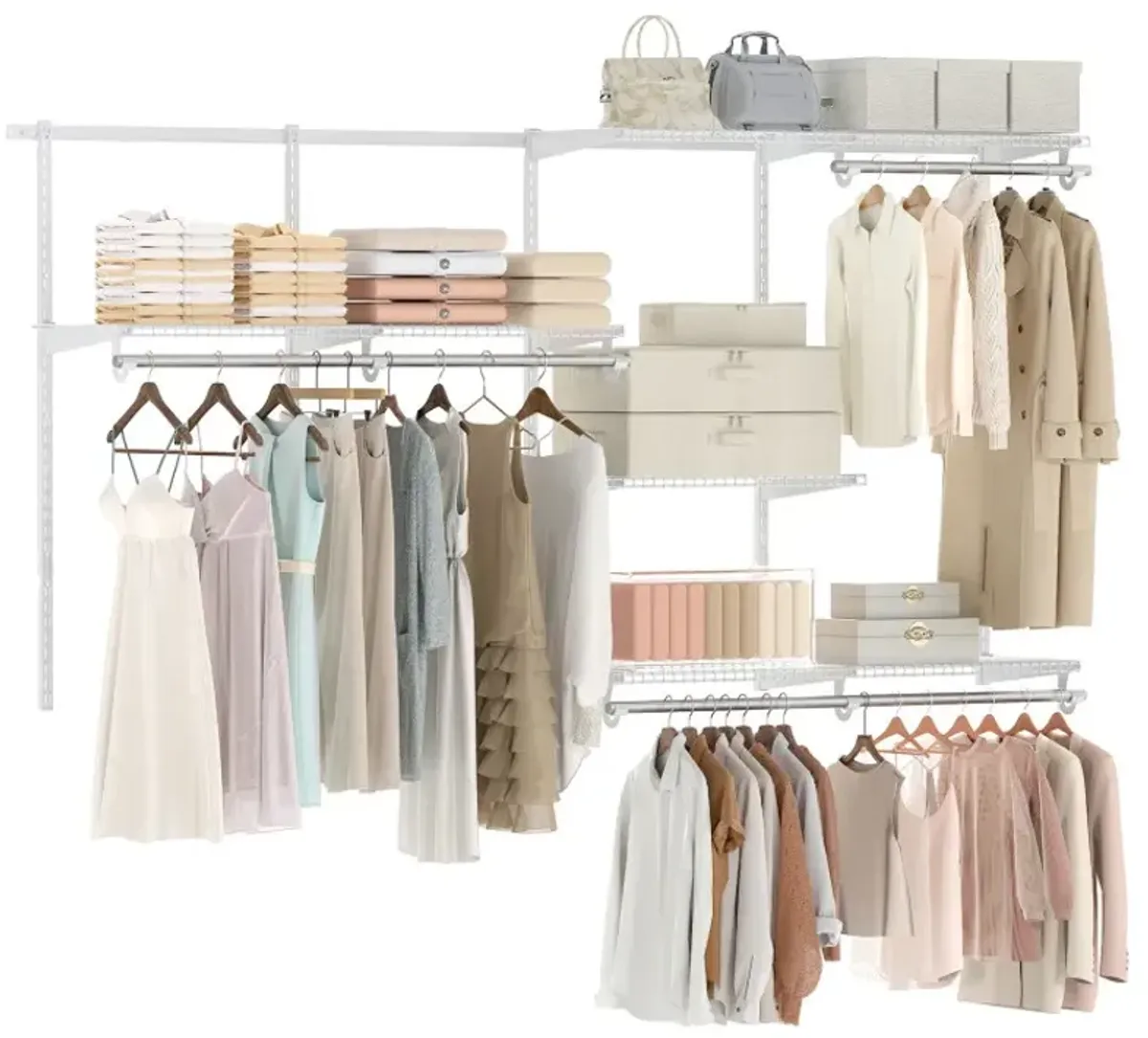 Closet System 4-8 FT Wall-Mounted Closet Shelves and Rod