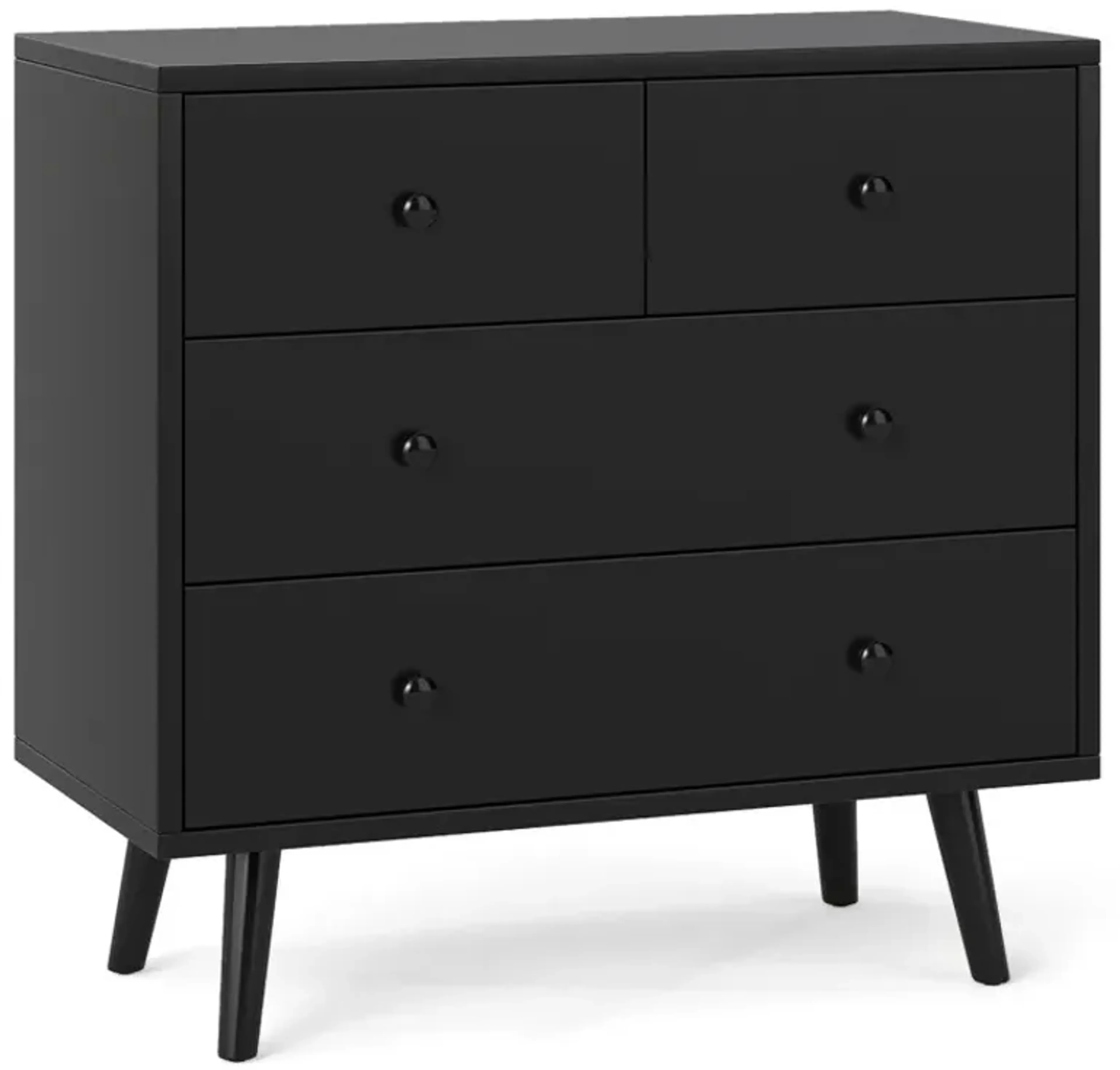 black dresser with leather pulls Theodore Industrial Loft Wood Pull 5 Drawer Scrubs