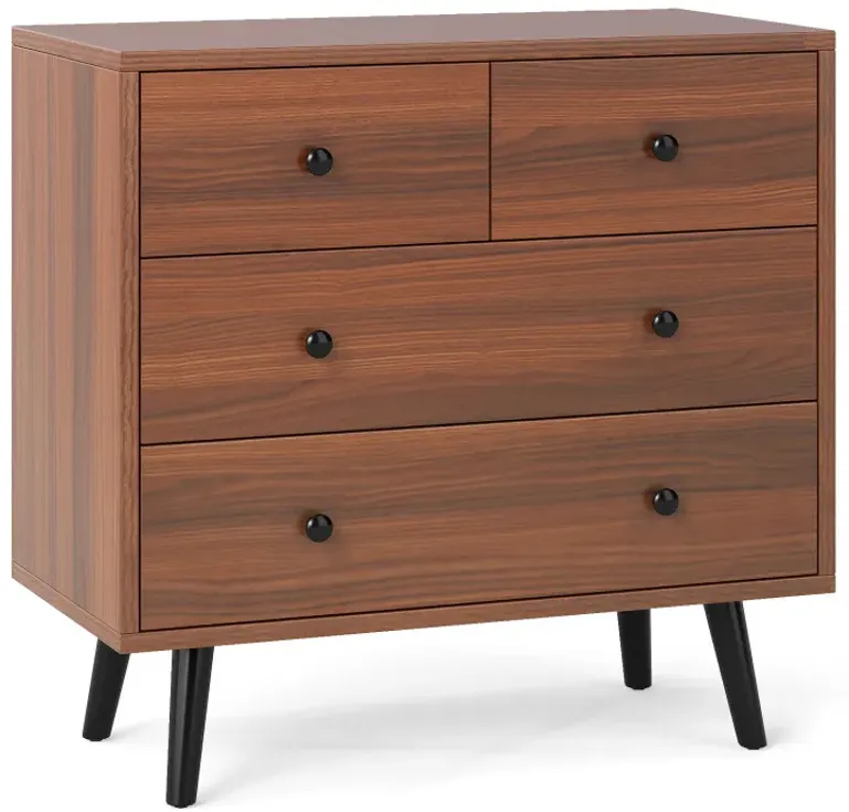 Wide Wooden Dresser with 4 Drawers for Bedroom Living Room
