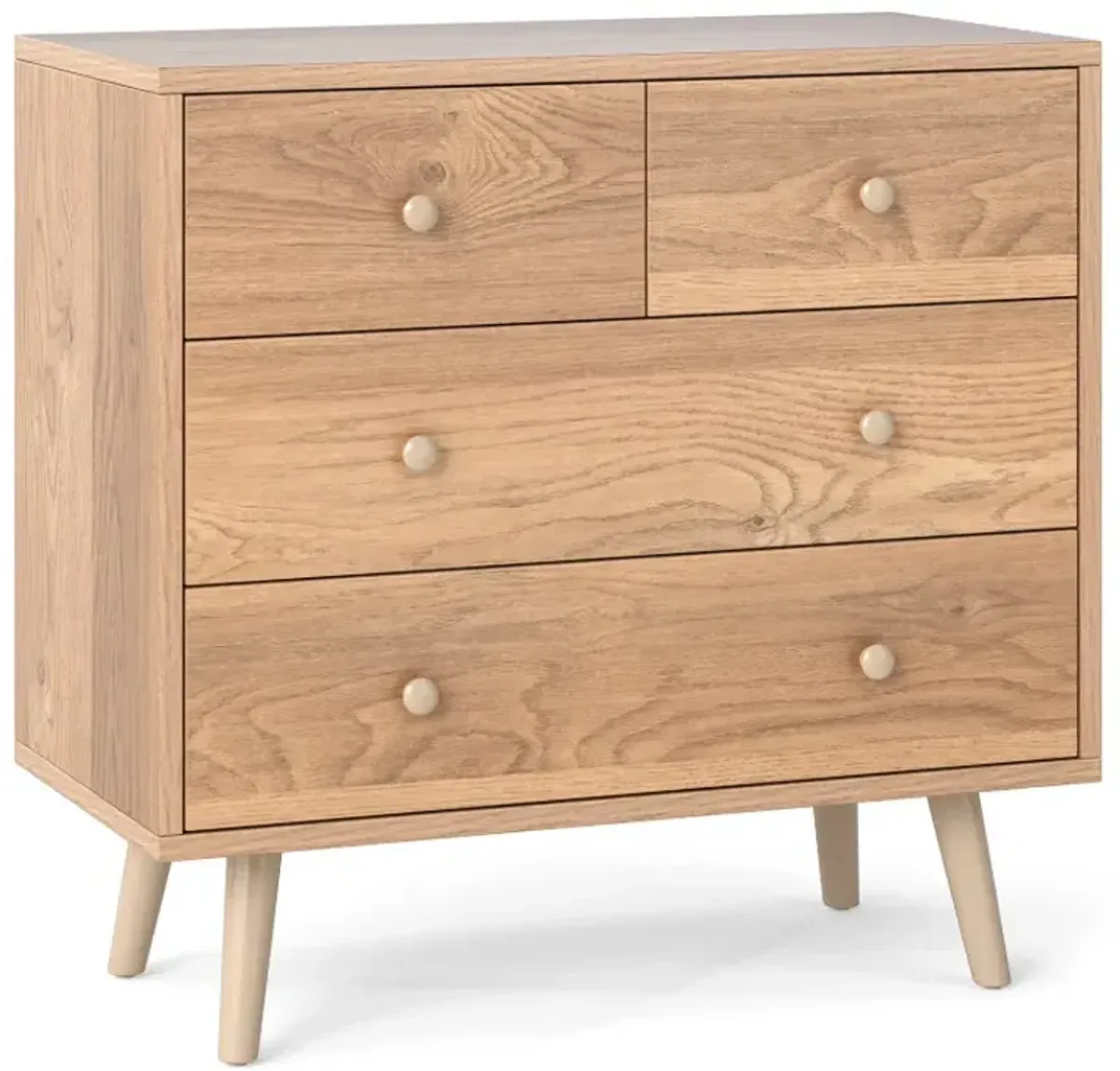 Wide Wooden Dresser with 4 Drawers for Bedroom Living Room