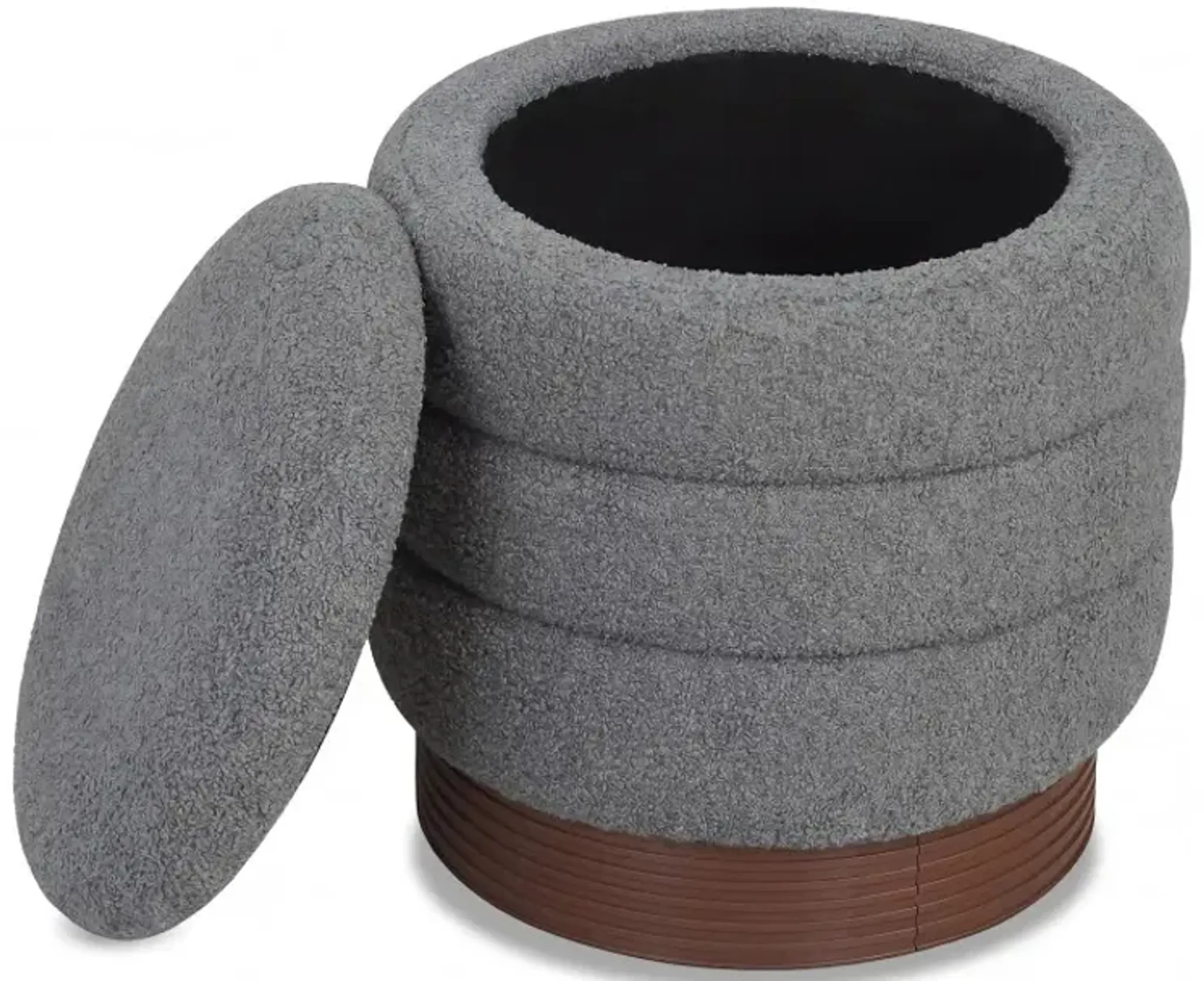 Round Storage Ottoman With Acacia Wood Frame For Living Room Costway ...