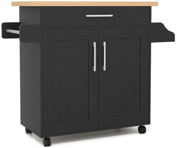 Rolling Kitchen Island Cart with Towel and Spice Rack