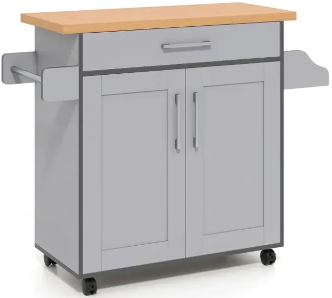 Rolling Kitchen Island Cart with Towel and Spice Rack