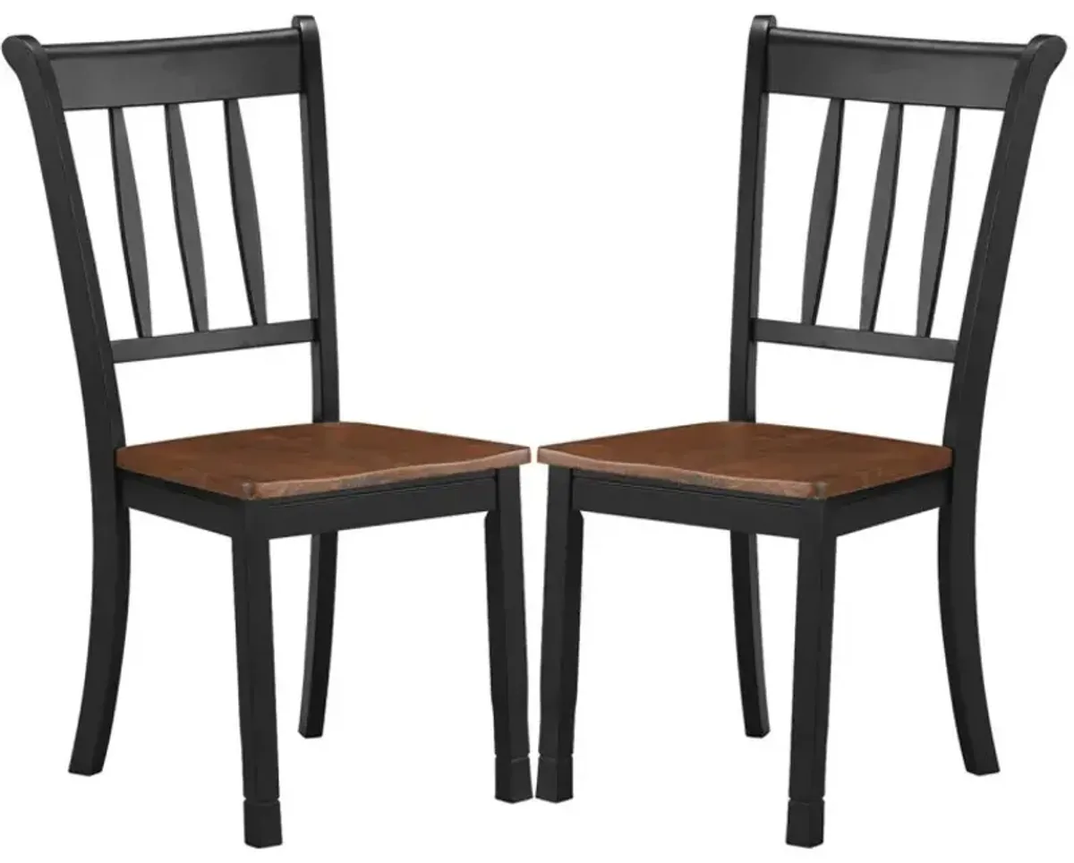 2 Pieces Solid Whitesburg Spindle Back Wood Dining Chairs