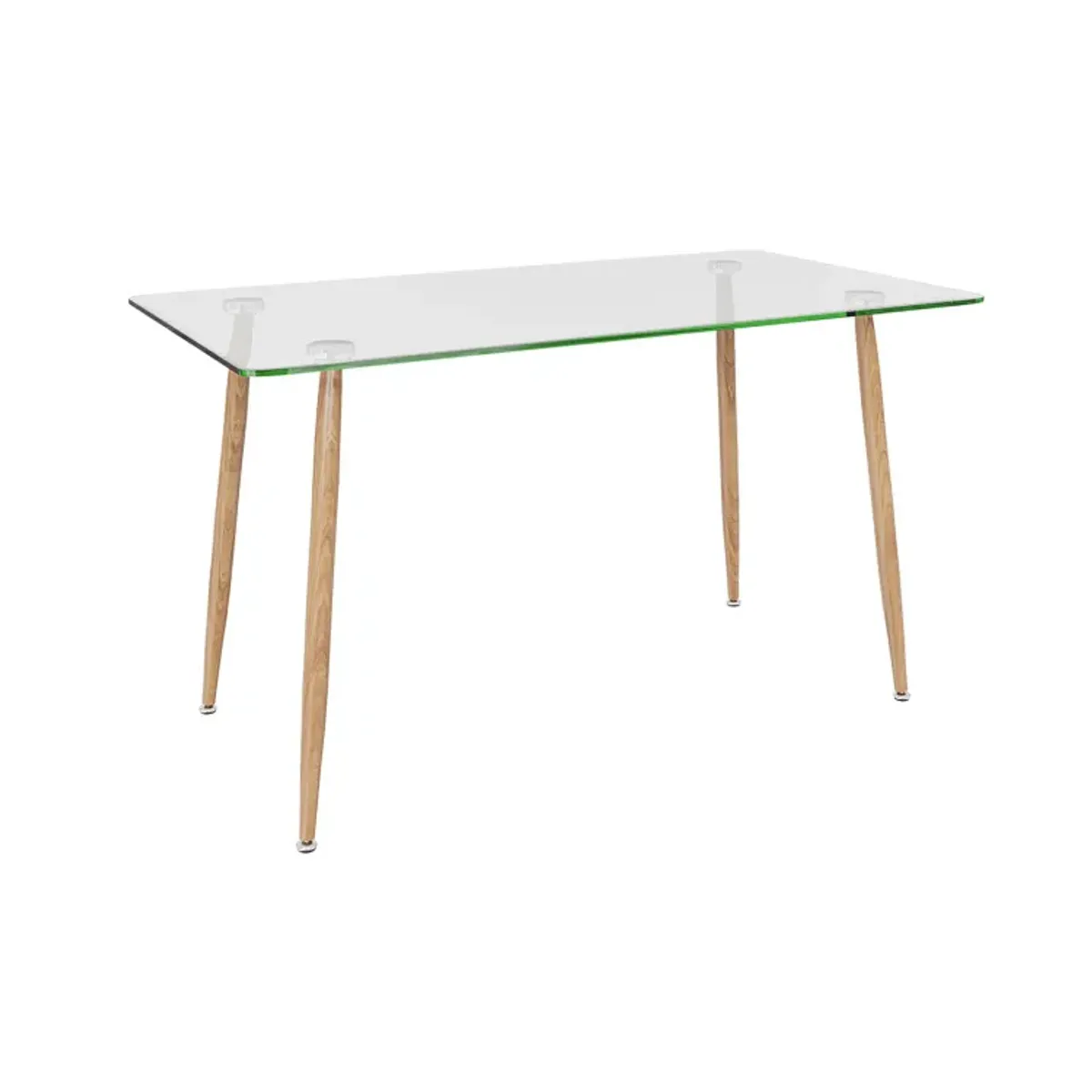 Glass Rectangular Dining Table with Metal Legs