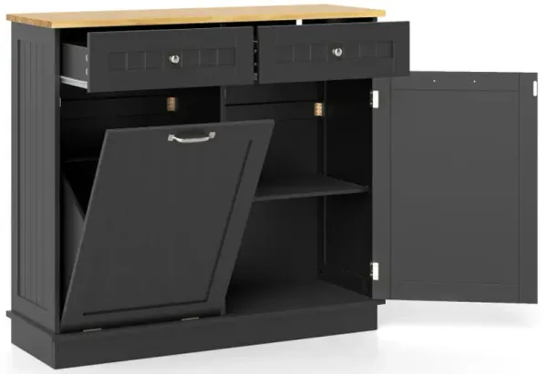 Kitchen Tilt Out Trash Cabinet with 2 Drawers and Adjustable Shelf