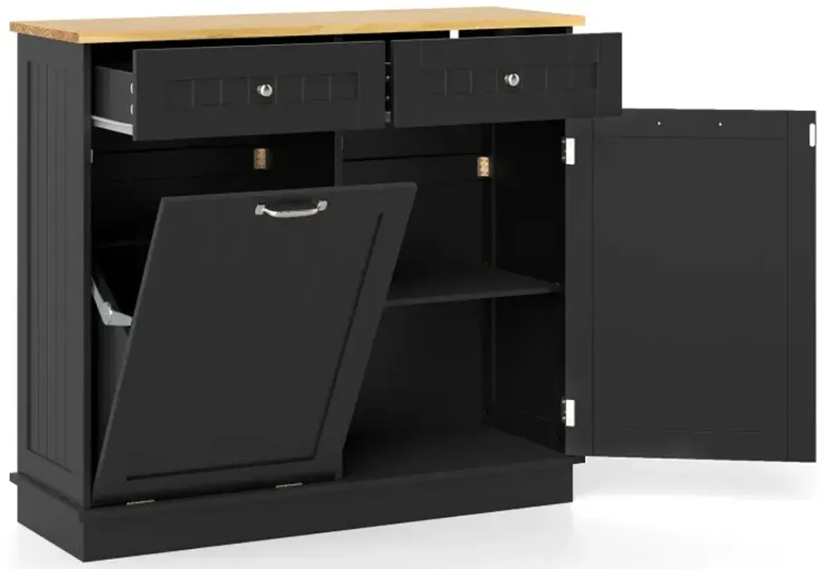 Kitchen Tilt Out Trash Cabinet with 2 Drawers and Adjustable Shelf