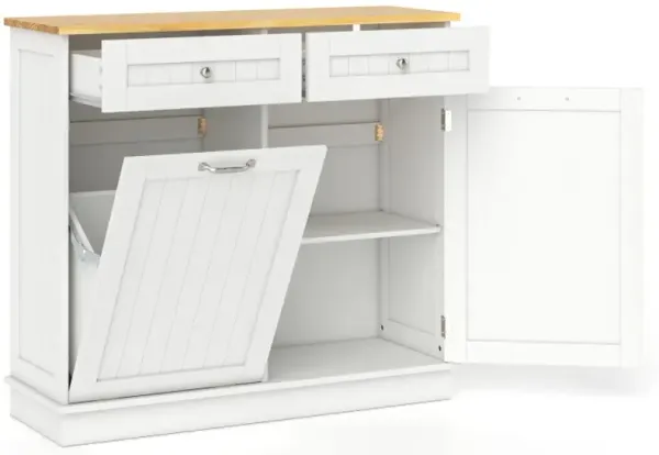 Kitchen Tilt Out Trash Cabinet with 2 Drawers and Adjustable Shelf