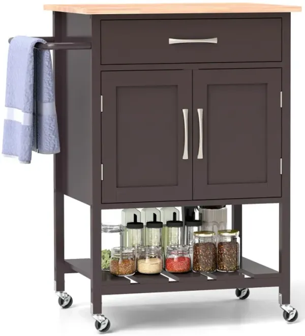 Rolling Kitchen Island Cart with Drawer and Towel Rack