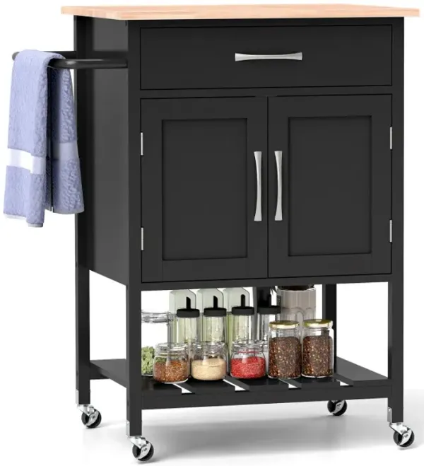 Rolling Kitchen Island Cart with Drawer and Towel Rack