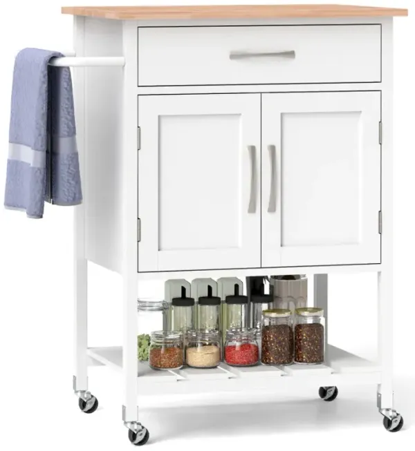 Rolling Kitchen Island Cart with Drawer and Towel Rack