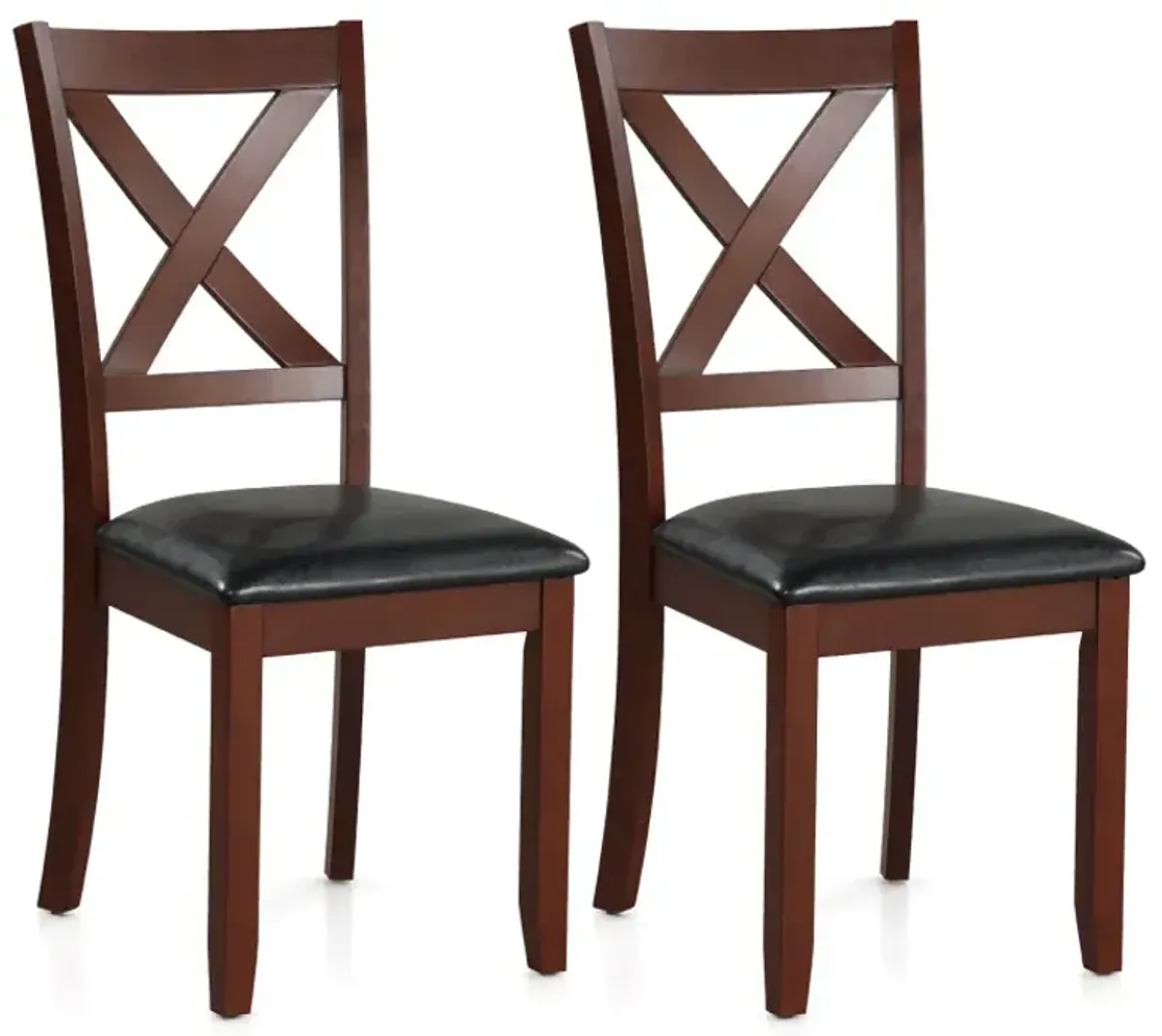 Set of 2 Wooden Kitchen Dining Chair with Padded Seat and Rubber Wood Legs