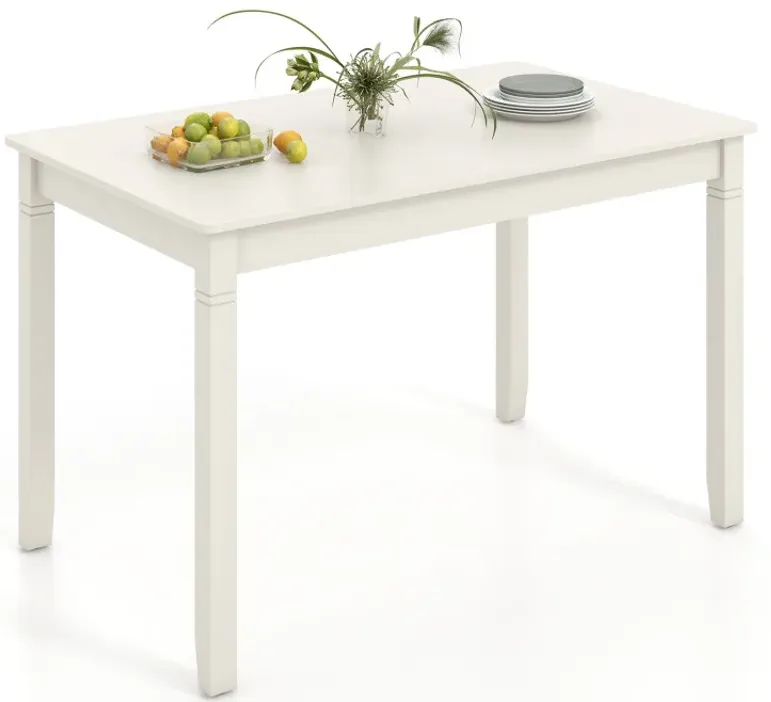 48-Inch Wooden Dining Table for 4 People Rectangular Kitchen Table with Rubber Wood Legs