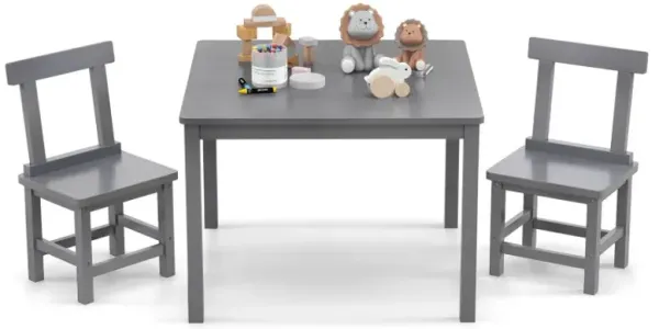 Wooden Kids Table and 2 Chairs Set with Anti-slip Foot Pads