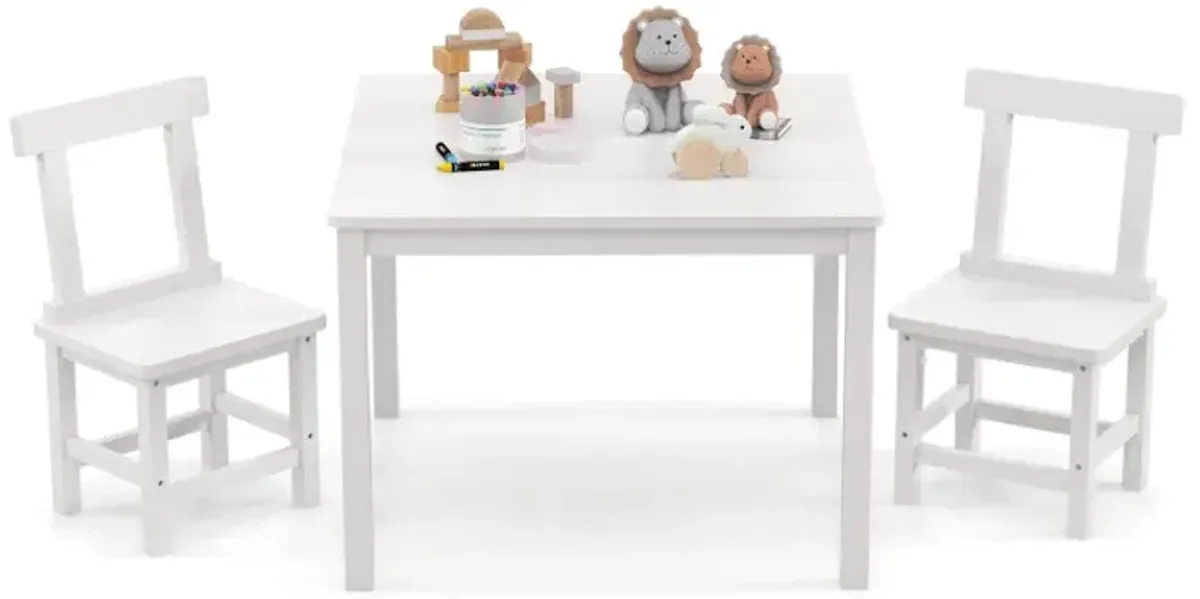 Wooden Kids Table and 2 Chairs Set with Anti-slip Foot Pads
