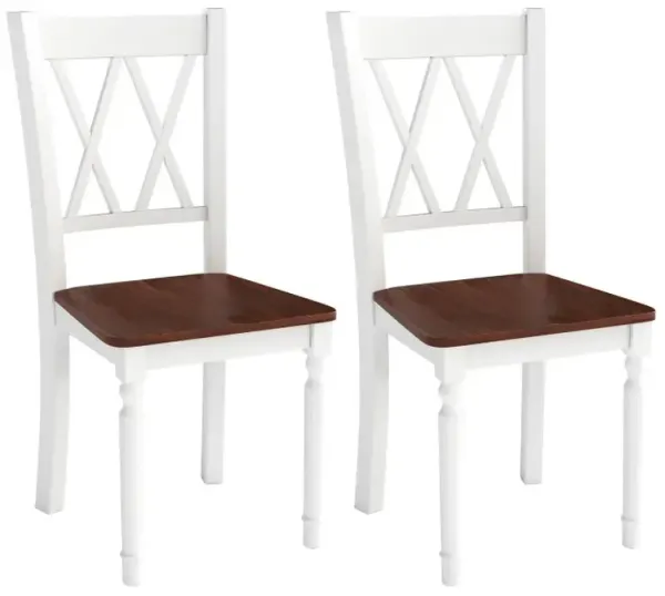 Set of 2/4 Wooden Farmhouse Kitchen Chairs with Rubber Wood Seat