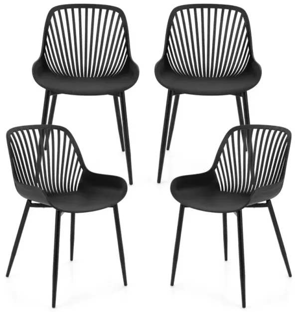 Modern Kitchen Chairs with Metal Legs, Cutout Backrest, Curved Seat for Dining Room Home Office