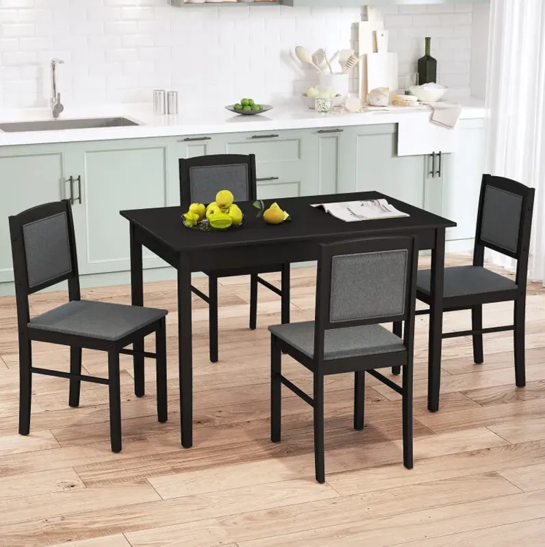 5-Piece Dining Set for 4 with Rubber Wood Legs for Small Dining Room