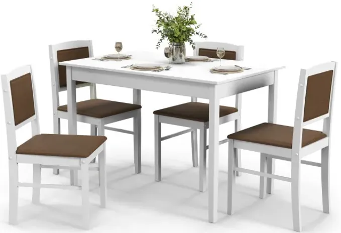 5-Piece Dining Set for 4 with Rubber Wood Legs for Small Dining Room