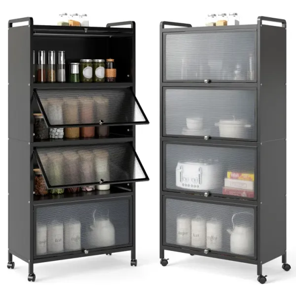 5-Tier Kitchen Pantry Storage Cabinet with Flip-Up Doors