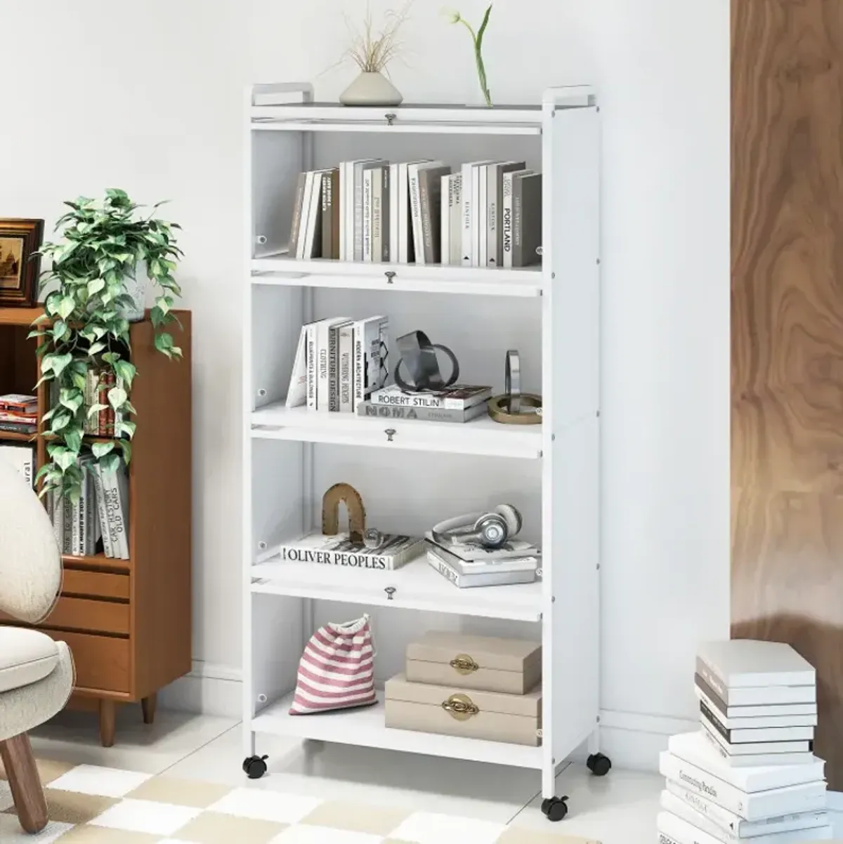 5-Tier Kitchen Pantry Storage Cabinet with Flip-Up Doors
