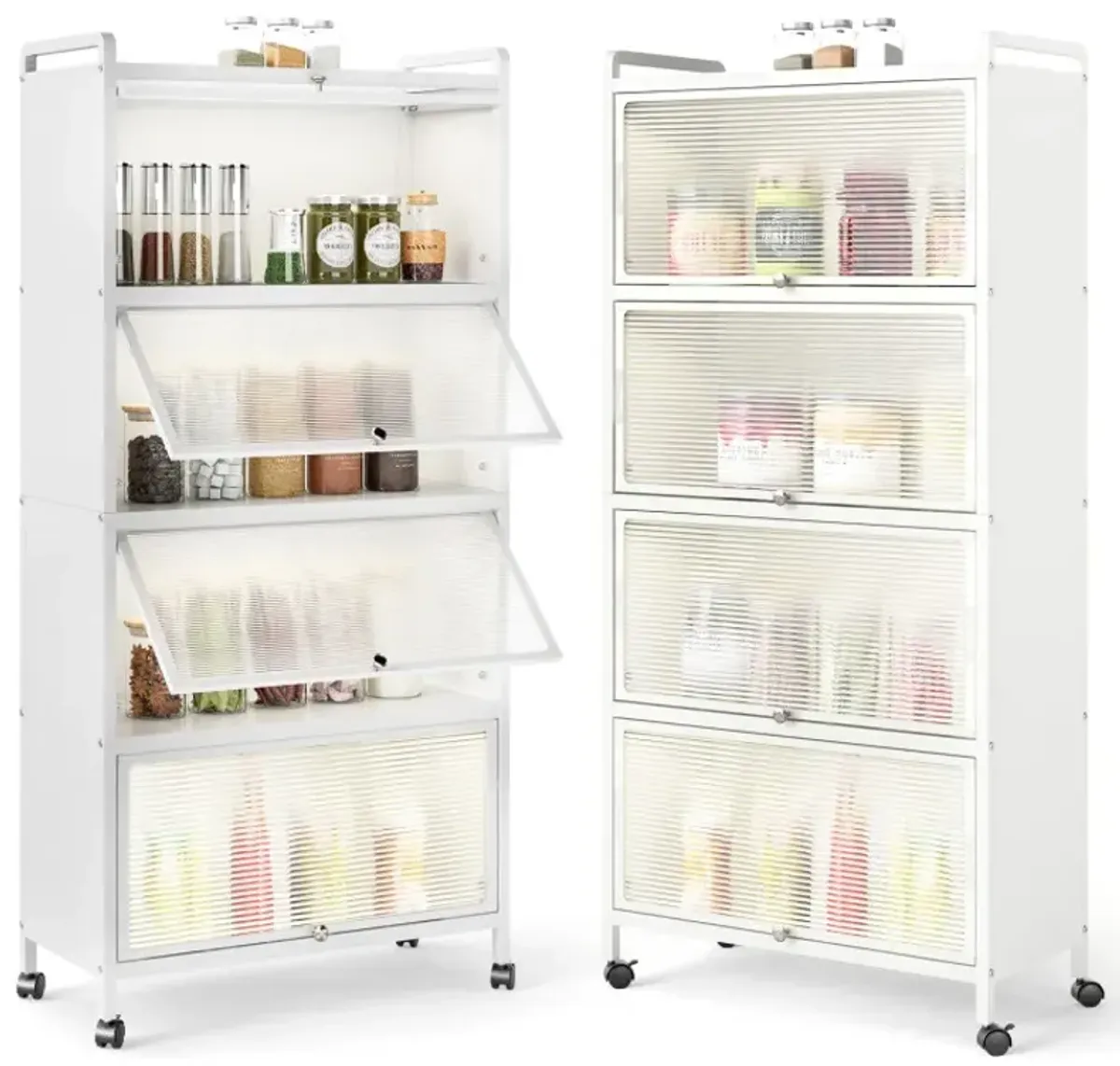 5-Tier Kitchen Pantry Storage Cabinet with Flip-Up Doors