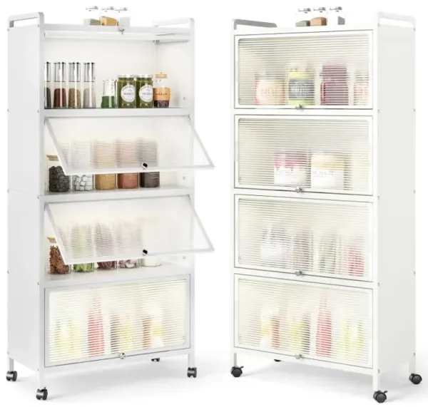 5-Tier Kitchen Pantry Storage Cabinet with Flip-Up Doors