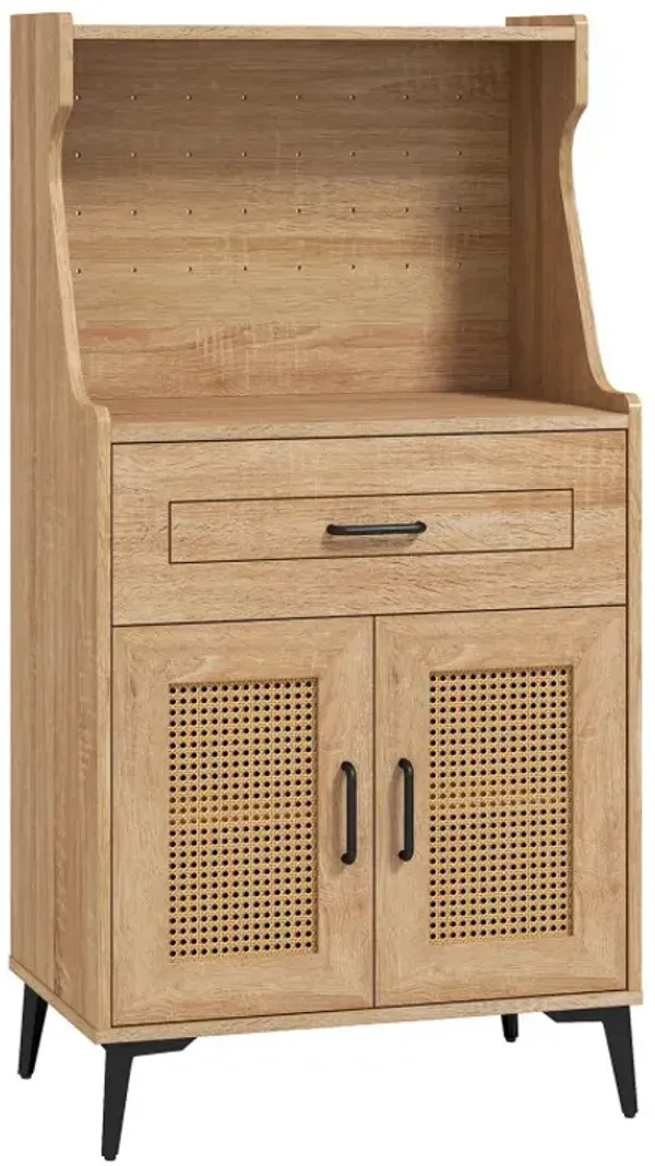 Coffee Bar Cabinet with Pegboard, Storage Drawer and Adjustable Shelf