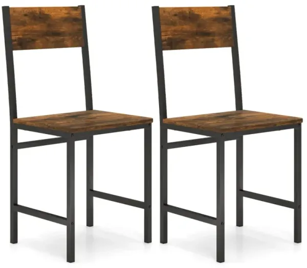 Industrial Kitchen Side Chairs Set of 2 with Metal Legs and Slanted Back