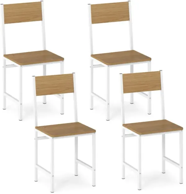 Set of 4 Dining Chairs with Metal Legs and Slanted Back