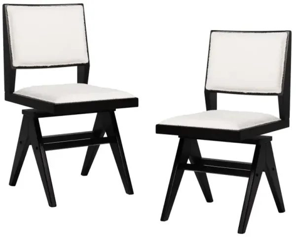 Swivel Wooden Dining Chair Set of 2 with Rubber Wood Frame and Padded Seat