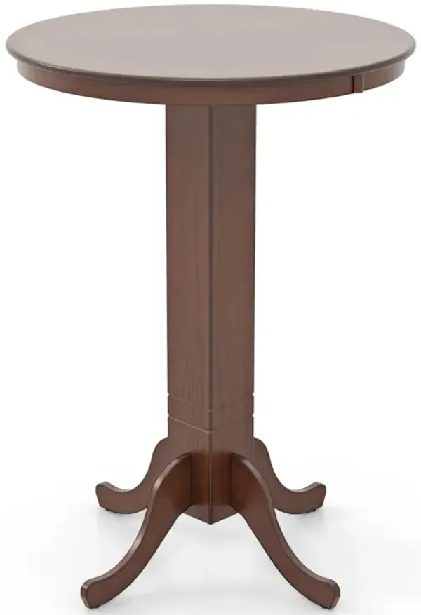 Wood Pub Round Dining Table with Pedestal Base