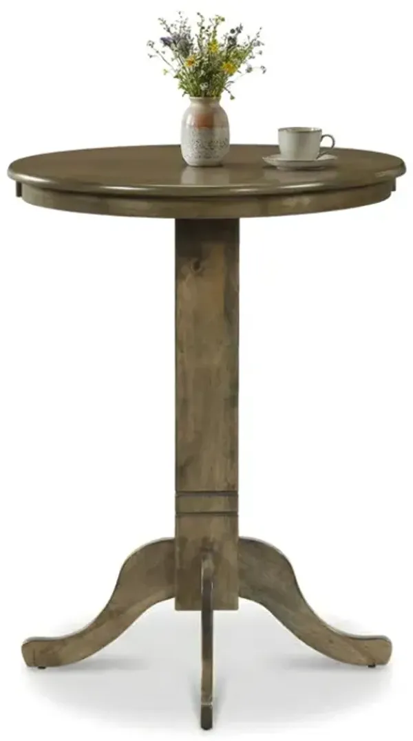 Wood Pub Round Dining Table with Pedestal Base