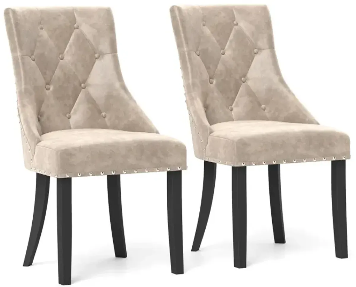 Tufted Wingback Upholstered Dining Chairs Set of 2