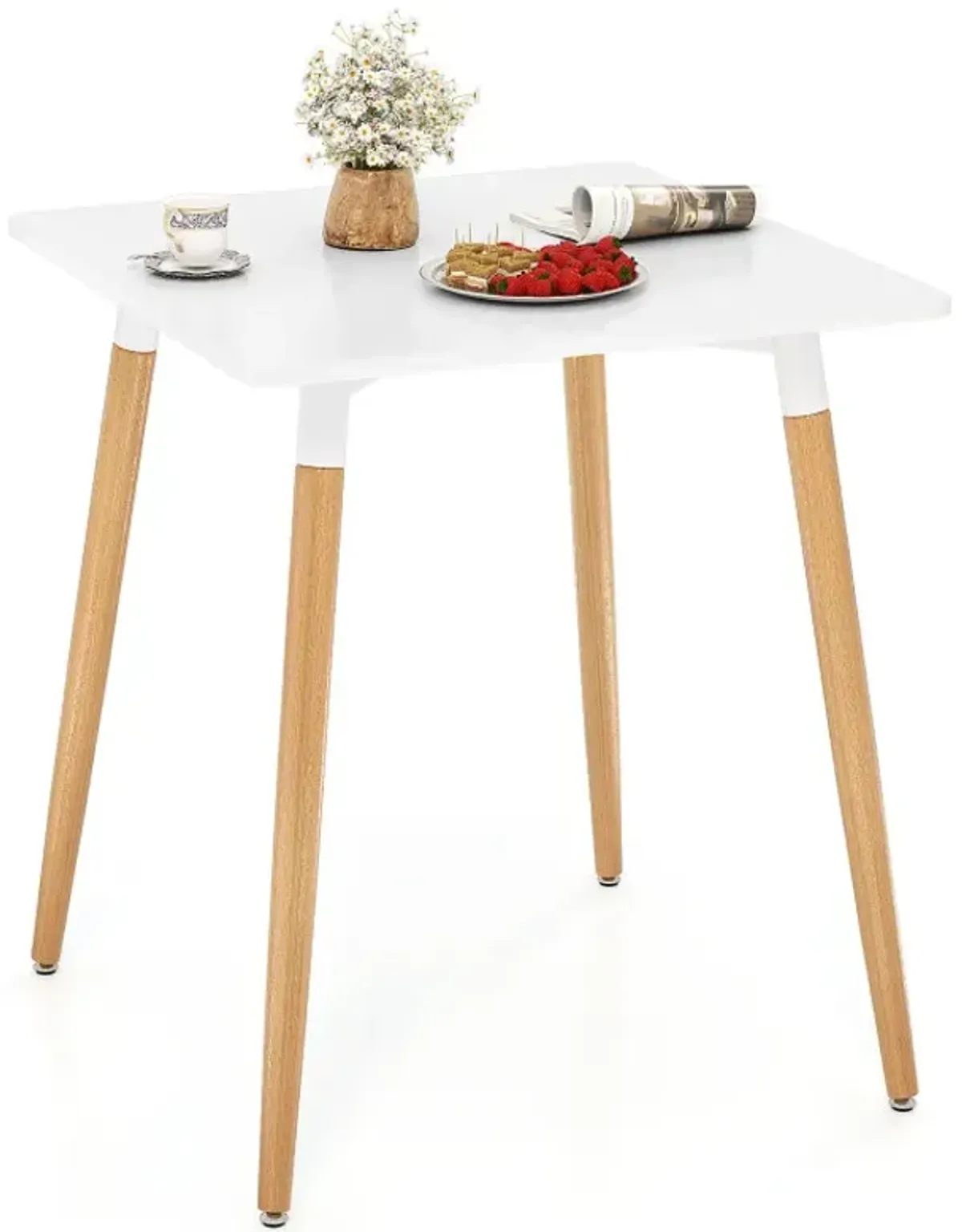 Square Dining Table with Adjustable Foot Pads for Dining Room Kitchen