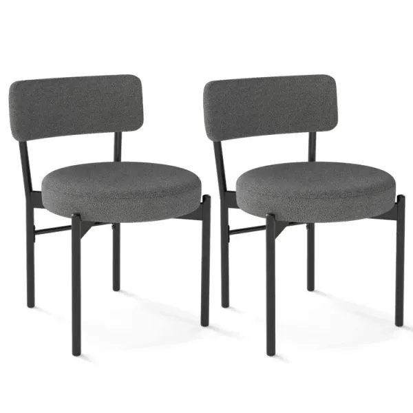 Dining Chair Set of 2 with Curved Backrest and Padded Seat